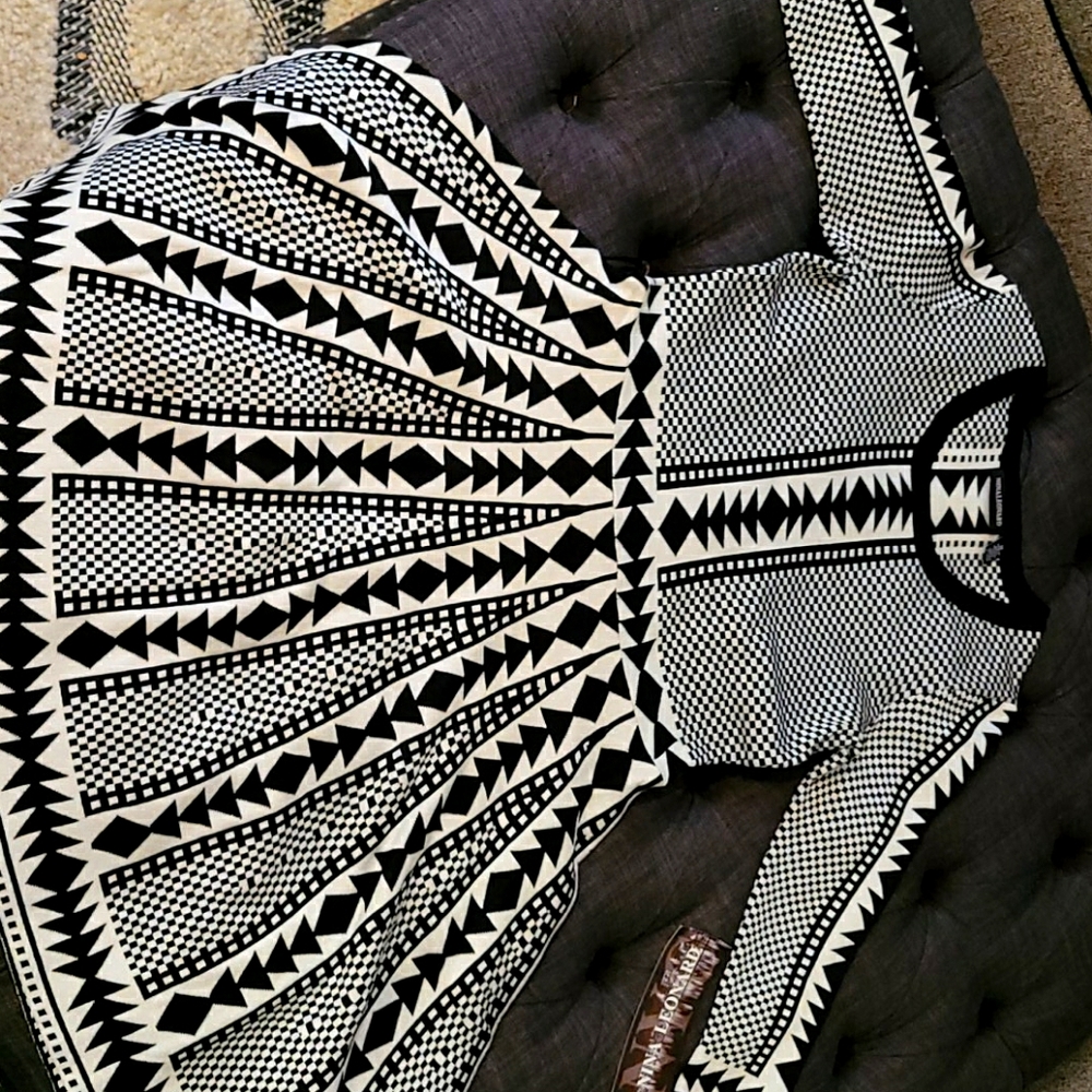 Geometric Fit and Flare Knitted Sweater Dress